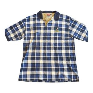 Blue & White Plaid Polo with Embroidered Character XXL Mickey inc